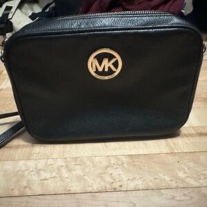 Michael Kors Black Crossbody Bag with Gold Logo
